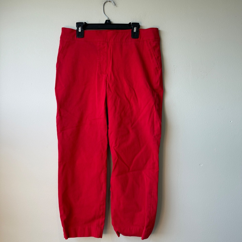 SPANX Women's Red Straight Leg Cropped Pants Size L G Petite